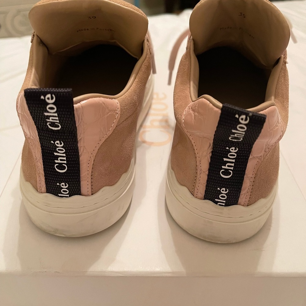 Chloé Pink Suede & Leather Low-Top Sneakers - Picture 6 of 6